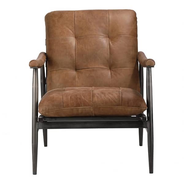 SHUBERT ACCENT CHAIR OPEN ROAD BROWN LEATHER - FRONT VIEW
