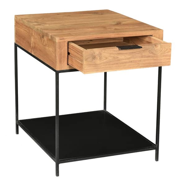 JOLIET SIDE TABLE - FRONT VIEW WITH OPEN DRAWER