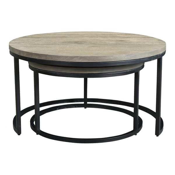 DREY ROUND NESTING COFFEE TABLES SET OF 2 - FRONT VIEW